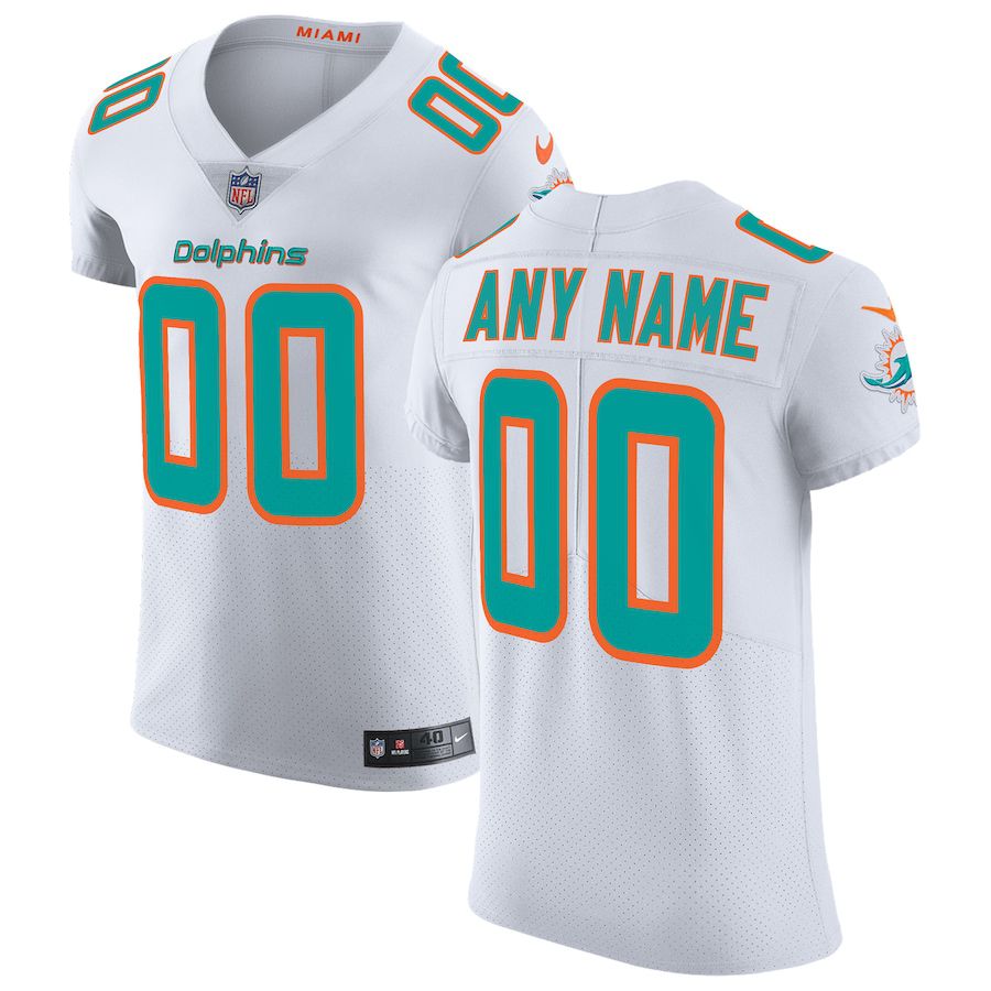 Men Miami Dolphins Nike White Vapor Untouchable Elite Custom NFL Jersey->customized nfl jersey->Custom Jersey